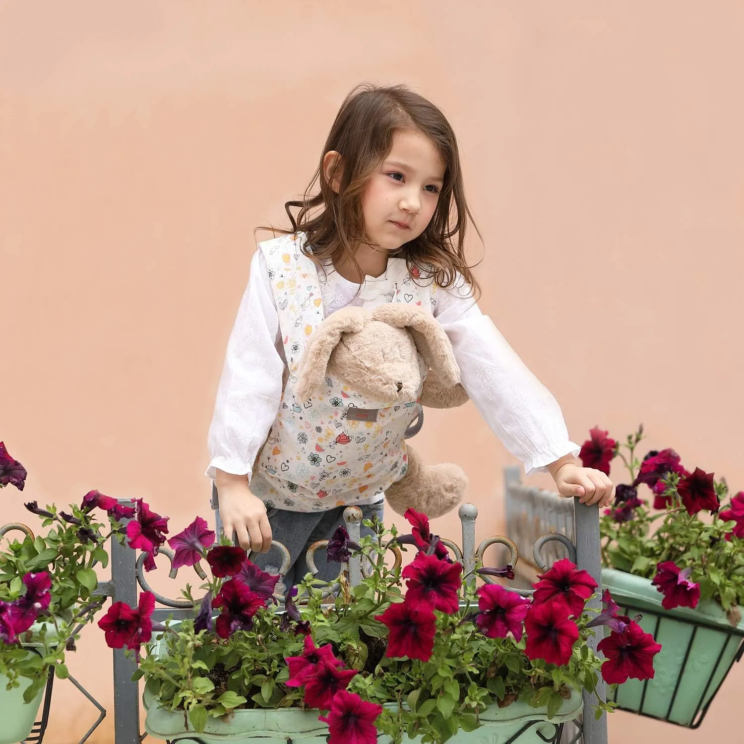 and Back Soft Cotton Stuffed Animal Carriers for shorten magnetism displace refrigerator Baby - Rose Garden GAGAKU Doll Carrier Front 