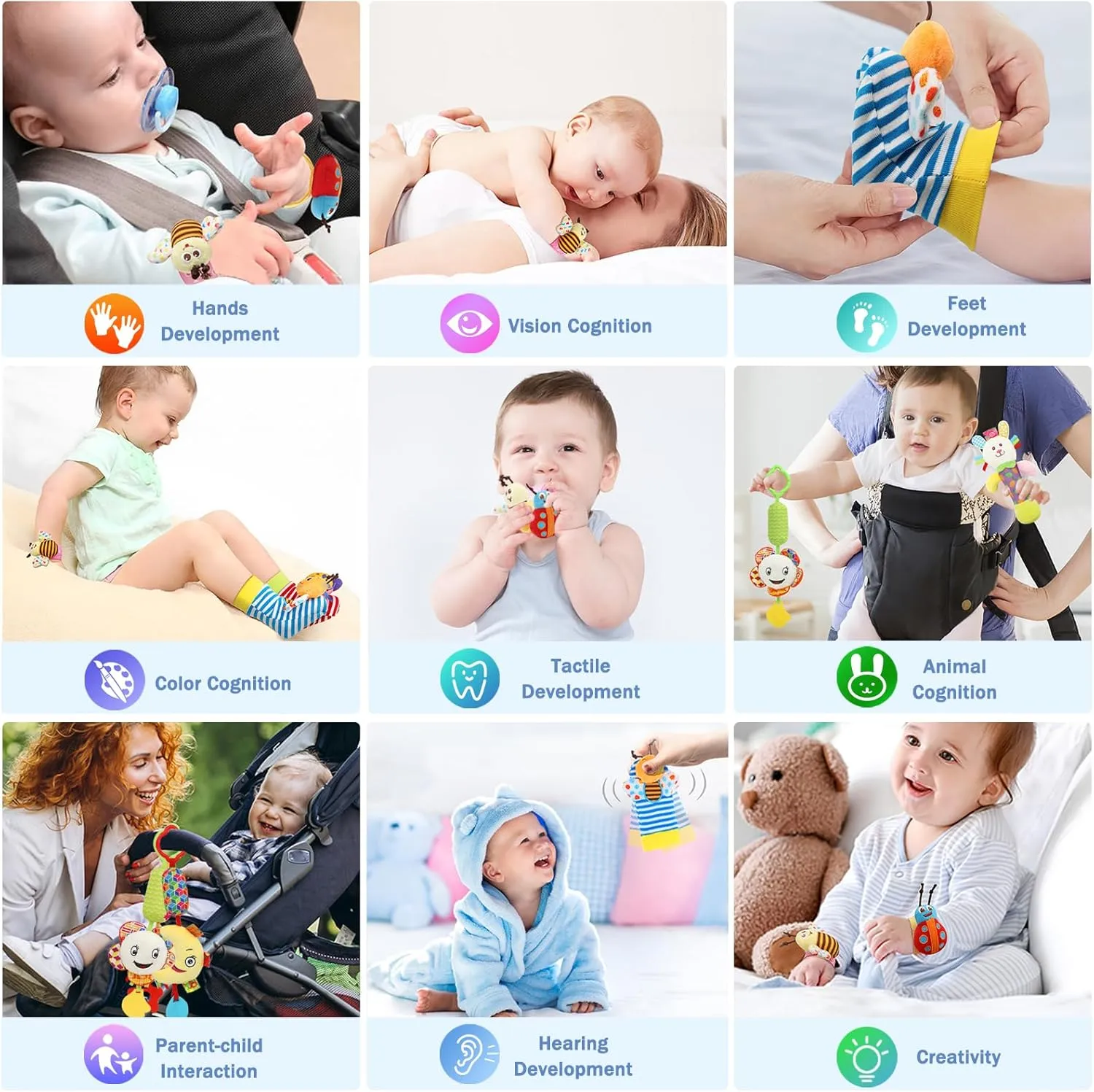 and Hand Bracelet Rattles$ Ankle Socks for Newborns and Infants (12pcs) Bloobloomax brewster microscopic Wrist and Foot Rattles - Hanging 