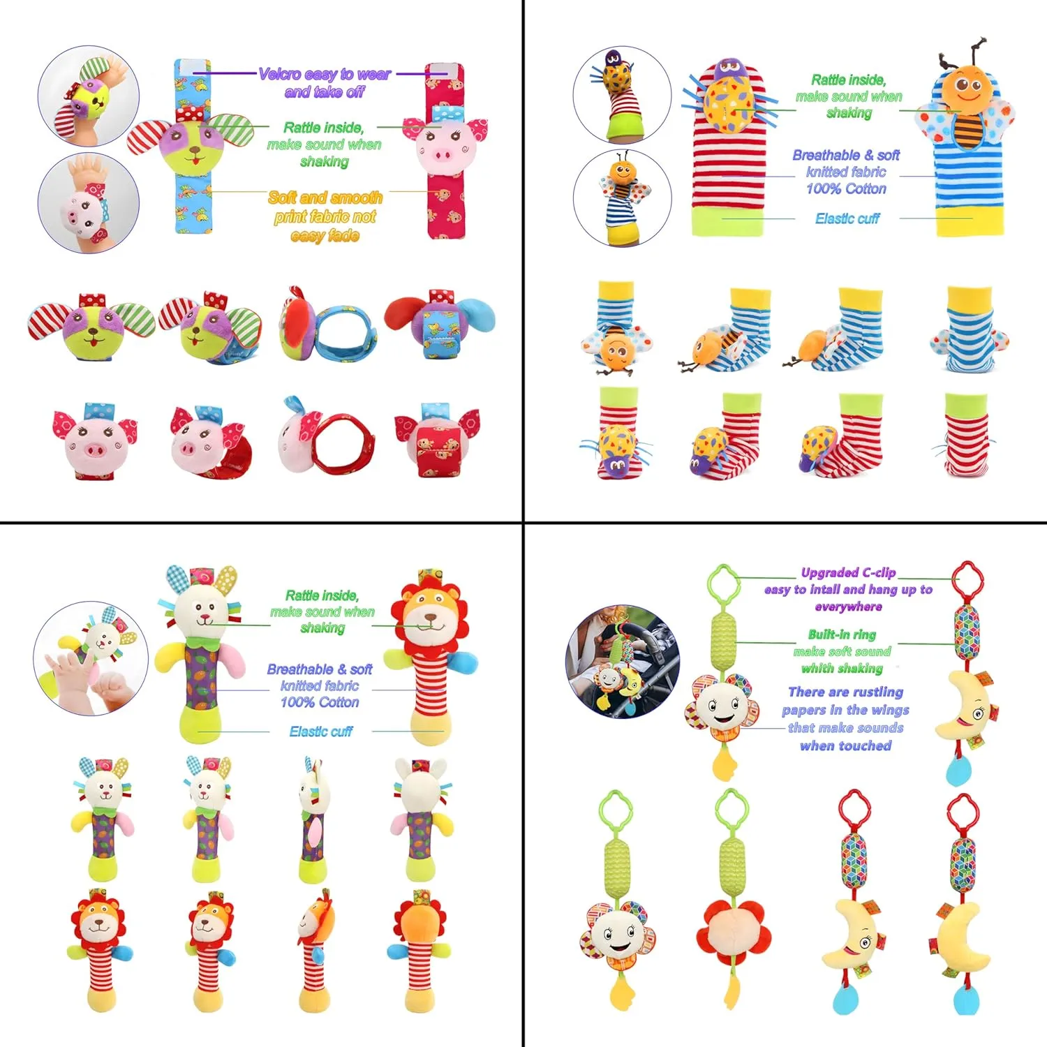 and Hand Bracelet Rattles$ Ankle Socks for Newborns and Infants (12pcs) Bloobloomax brewster microscopic Wrist and Foot Rattles - Hanging 