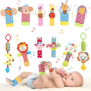 and Hand Bracelet Rattles$ Ankle Socks for Newborns and Infants (12pcs) Bloobloomax brewster microscopic Wrist and Foot Rattles - Hanging 