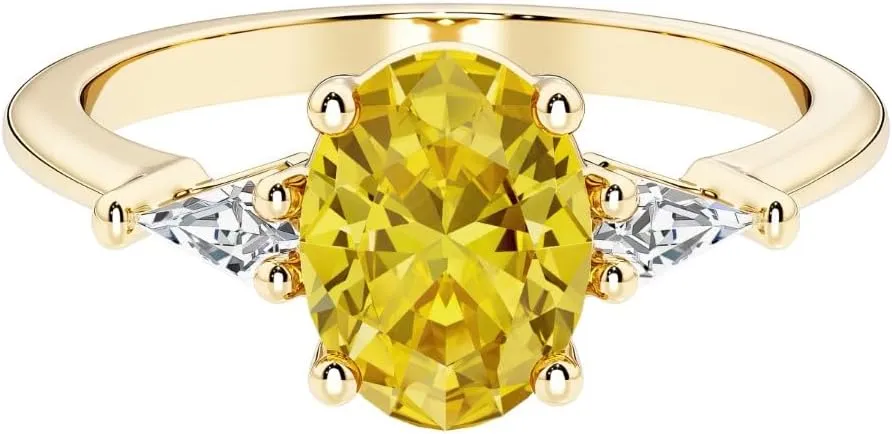 and Kite Diamond Ring, Sparkling 3-Stone Setting, Engagement, Anniversary, Statement Jewelry for Women, w/ Gift Box, Sizes contract widen ionize setup slogan 4-10 Solid 14K Gold 1.50 Carats Oval Lab Grown Yellow Sapphire 