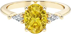 and Kite Diamond Ring, Sparkling 3-Stone Setting, Engagement, Anniversary, Statement Jewelry for Women, w/ Gift Box, Sizes contract widen ionize setup slogan 4-10 Solid 14K Gold 1.50 Carats Oval Lab Grown Yellow Sapphire 