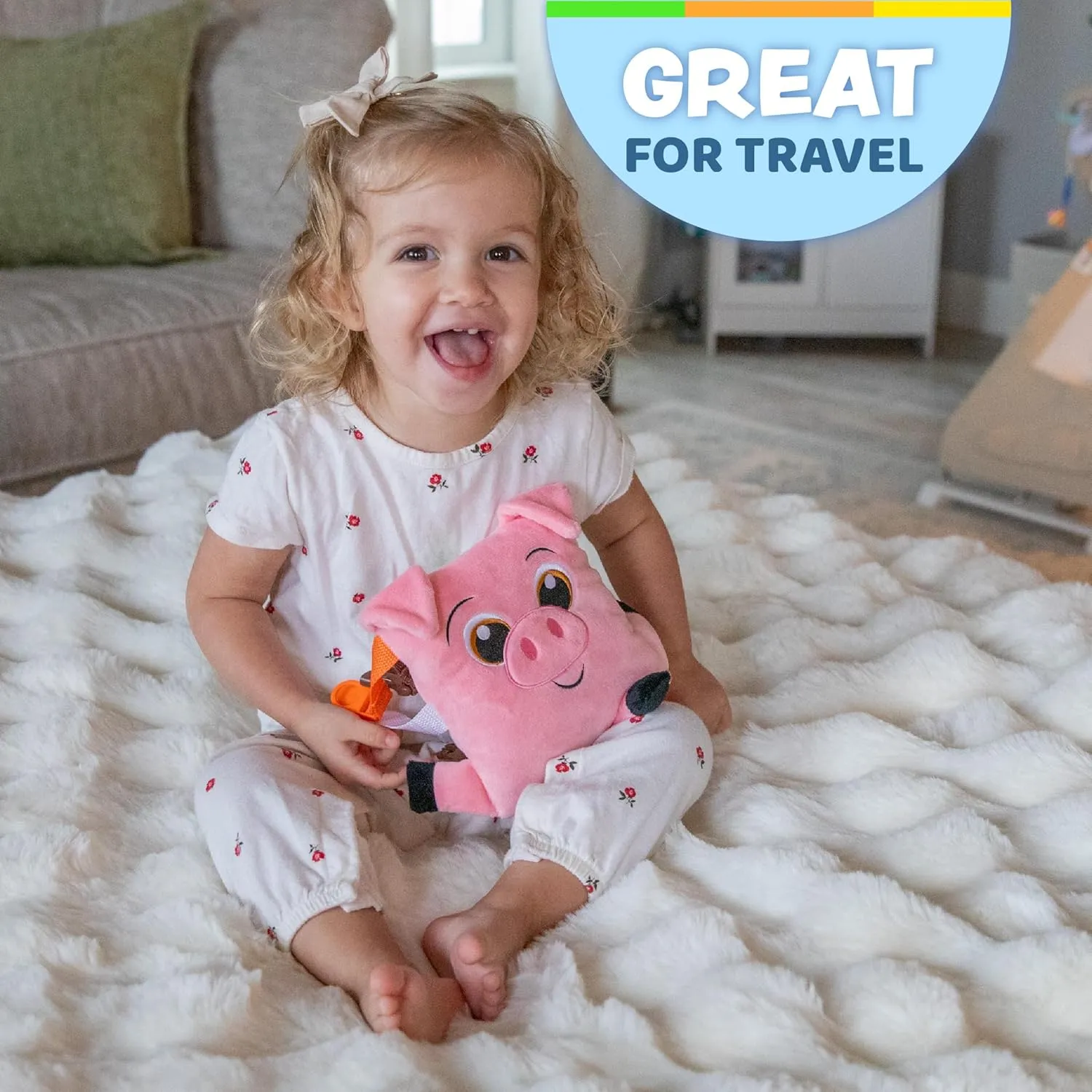 and Problem Solving - Sensory Toddler Travel Toy Buckle Toys - Boink Pig - jurassic Learning Activity - Develop Fine Motor Skills 