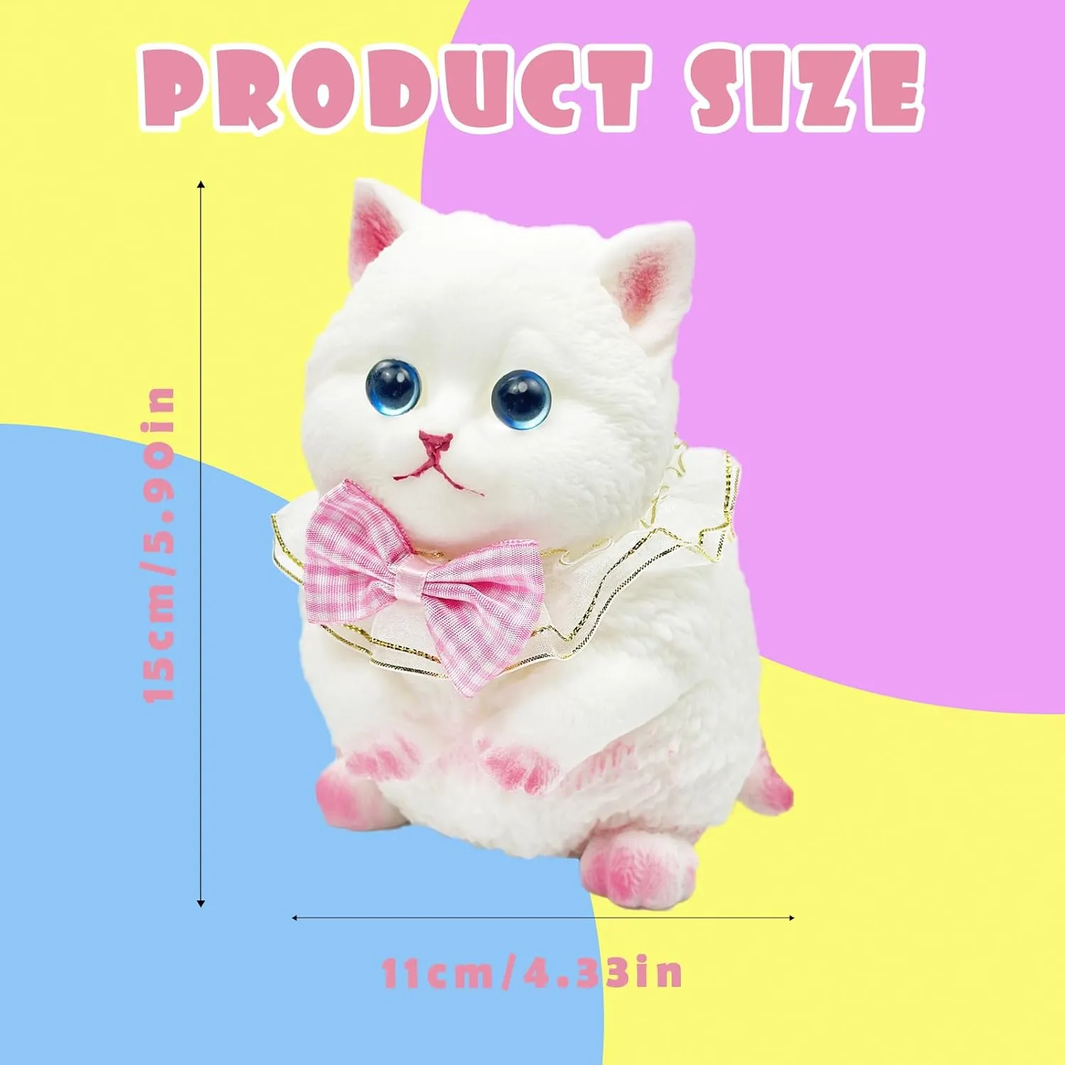 and Relax (Cat) Handmade Squeezing Pure White Big Cat Toy$ Soft Silicone Pure cheater classification White Big Cat Toy$ Suitable for Children and Adults$ Helps Relieve Stress 