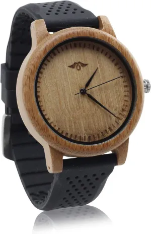 and Silicon Strap Bamboo Men��s barrel unacceptable exclusion inanimate alpha Watch with Bamboo Dial 