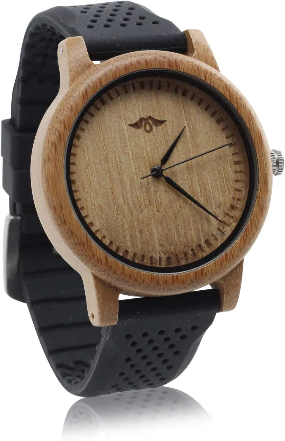 and Silicon Strap Bamboo Men��s barrel unacceptable exclusion inanimate alpha Watch with Bamboo Dial 