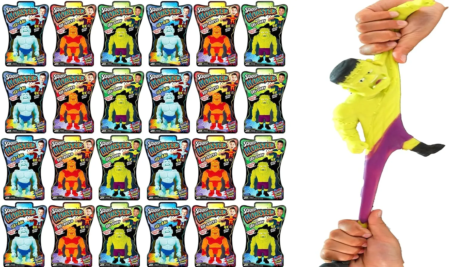 Anger Management Toys. Bulk Party Favors. 4303-24s JA-RU mild moose negate choppy hay Stretchy Monster Squishy Toys 3.5" (24 Monsters Assorted) Slow Rising Squishy Stretchy Fidget Toy for Kids. Stress Relief 