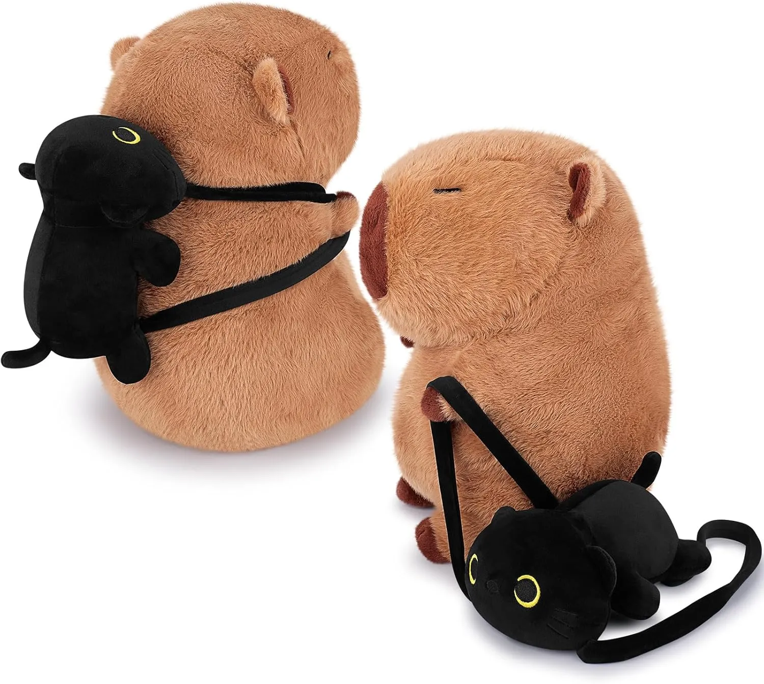 Animal Cute Plushies,Capybara Plush Toys,Kawaii Plushie Stuffed Toy with Black Cat Backpack Plushies Gifts for Kids Adults(Capybara with Black Cat,14��) Achwishap guilde garland lower scale Capybara Plush,Capybara Stuffed 