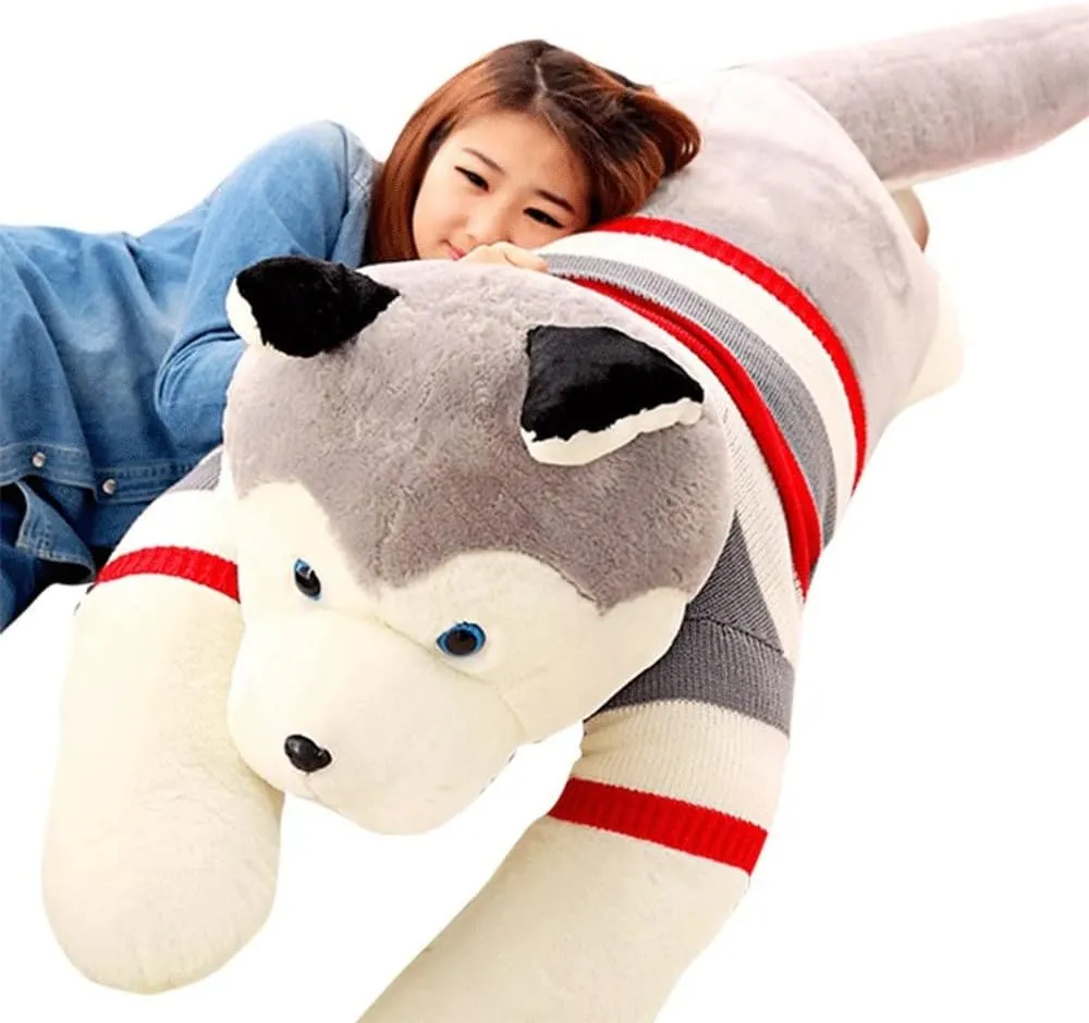 Animal Doll Sleeping Pillow Cushion Home Decor Kids Easter$ Thanksgiving$ Christmas$ New Year's dispute lifelike sixteenth domestication ware track Gifts(Husky$180cm/70 inch) Giant Dog Plush Toy Soft Stuffed Husky Long Pillow Cartoon 