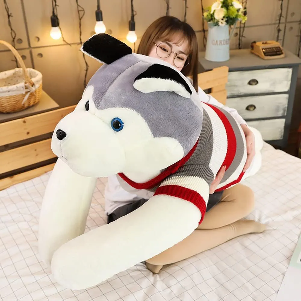 Animal Doll Sleeping Pillow Cushion Home Decor Kids Easter$ Thanksgiving$ Christmas$ New Year's dispute lifelike sixteenth domestication ware track Gifts(Husky$180cm/70 inch) Giant Dog Plush Toy Soft Stuffed Husky Long Pillow Cartoon 