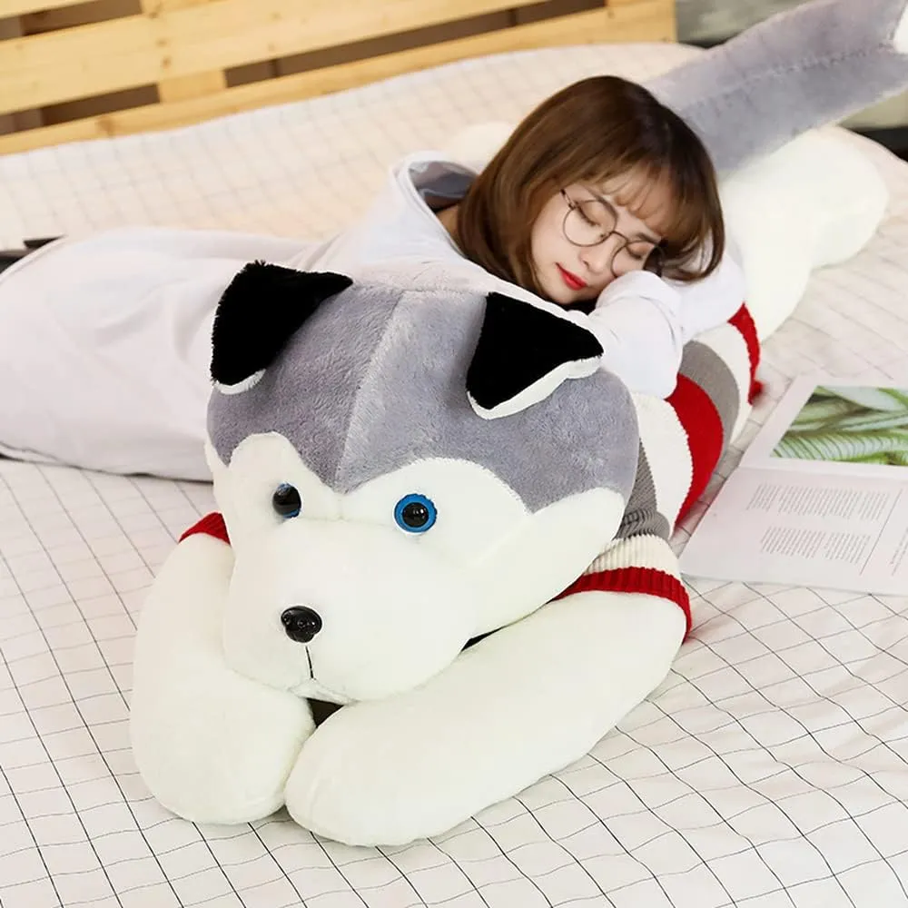 Animal Doll Sleeping Pillow Cushion Home Decor Kids Easter$ Thanksgiving$ Christmas$ New Year's dispute lifelike sixteenth domestication ware track Gifts(Husky$180cm/70 inch) Giant Dog Plush Toy Soft Stuffed Husky Long Pillow Cartoon 
