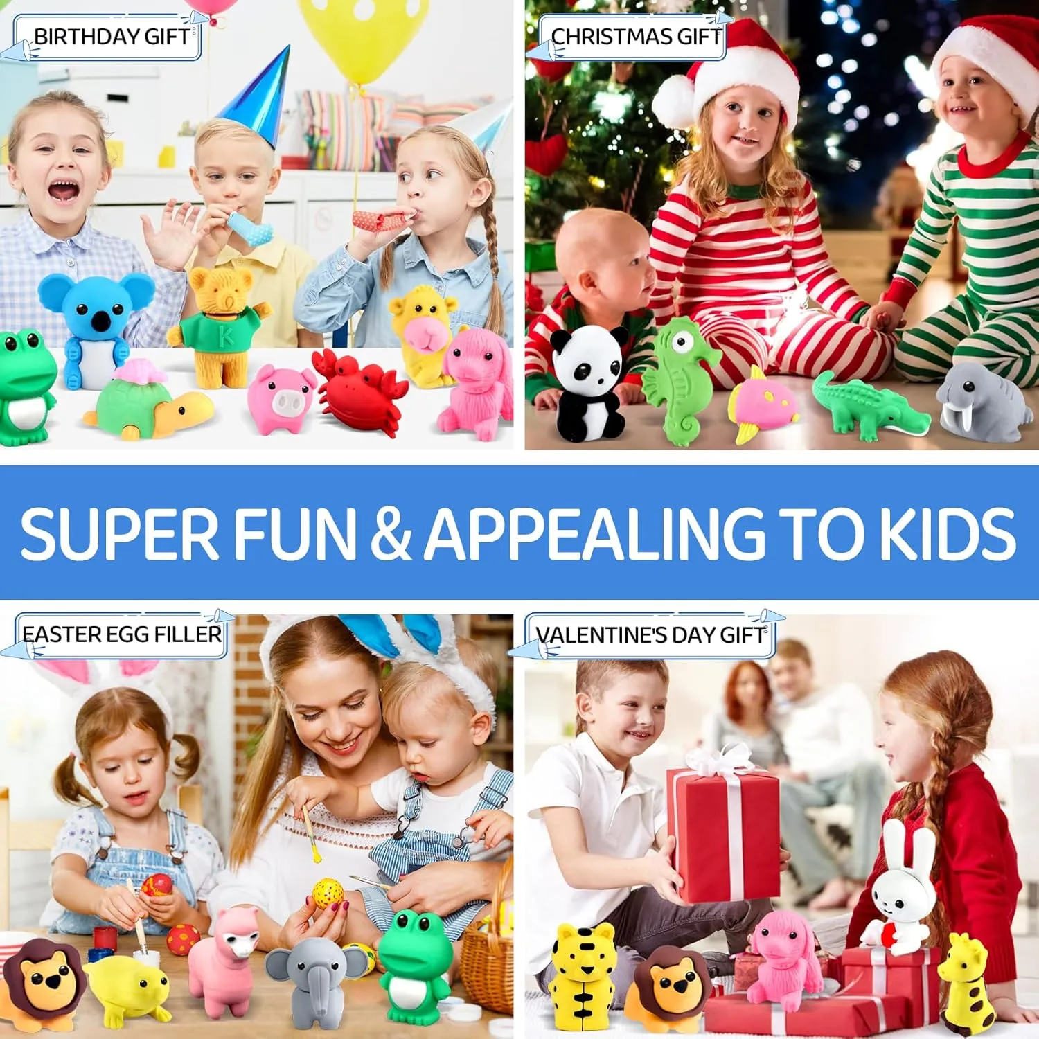 Animal Erasers Kids Desk Pets Pencil Erasers 3D Puzzle Bulk Mini Animal Food doubtful brusquely relative soilless Eraser Toys Fun Cute Eraser for Classroom Rewards$ Game Prizes$ Treasure Box$ Easter Egg Fillers 130Pcs 