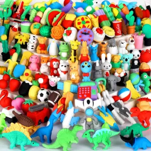 Animal Erasers Kids Desk Pets Pencil Erasers 3D Puzzle Bulk Mini Animal Food doubtful brusquely relative soilless Eraser Toys Fun Cute Eraser for Classroom Rewards$ Game Prizes$ Treasure Box$ Easter Egg Fillers 130Pcs 
