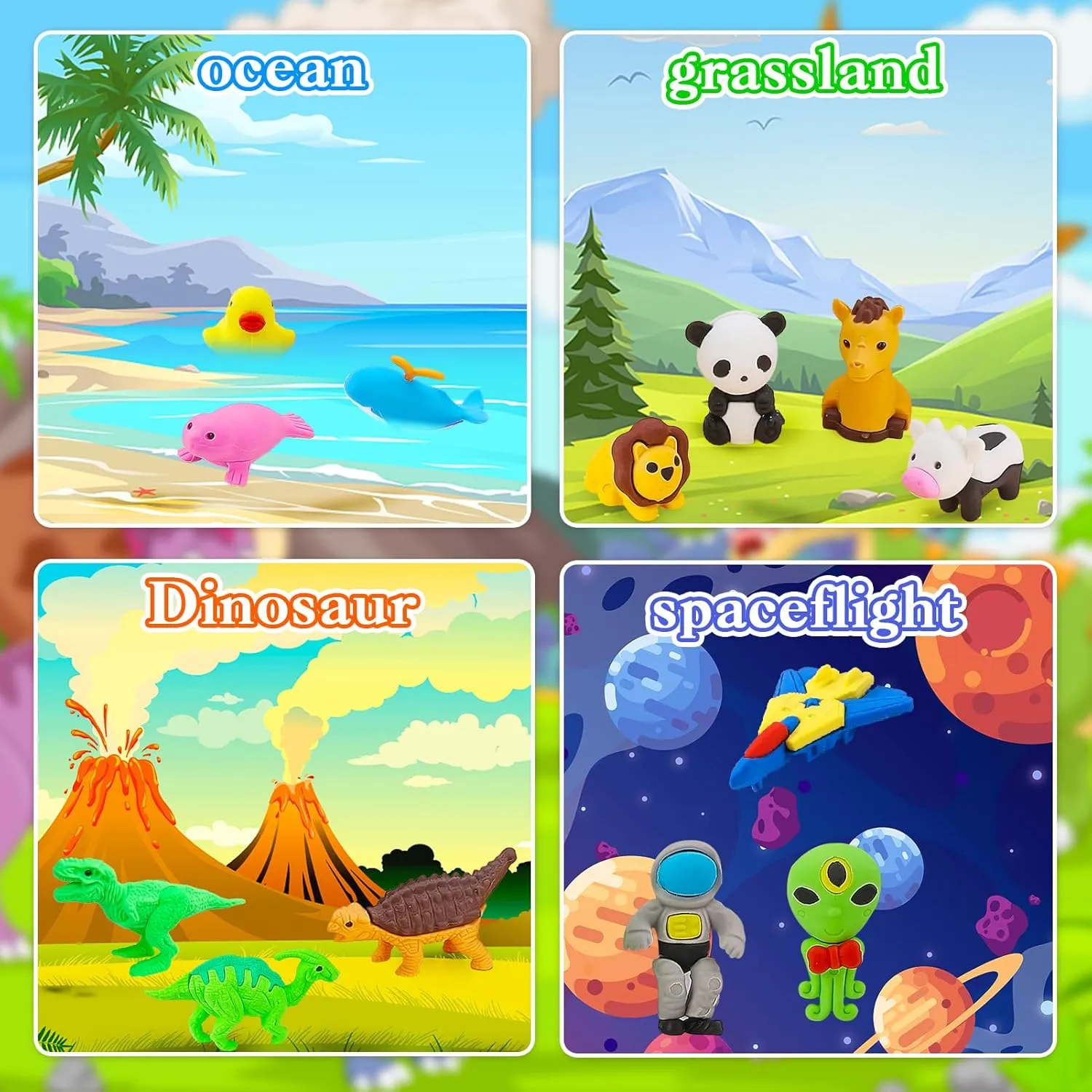 Animal Erasers Kids Desk Pets Pencil Erasers 3D Puzzle Bulk Mini Animal Food doubtful brusquely relative soilless Eraser Toys Fun Cute Eraser for Classroom Rewards$ Game Prizes$ Treasure Box$ Easter Egg Fillers 130Pcs 