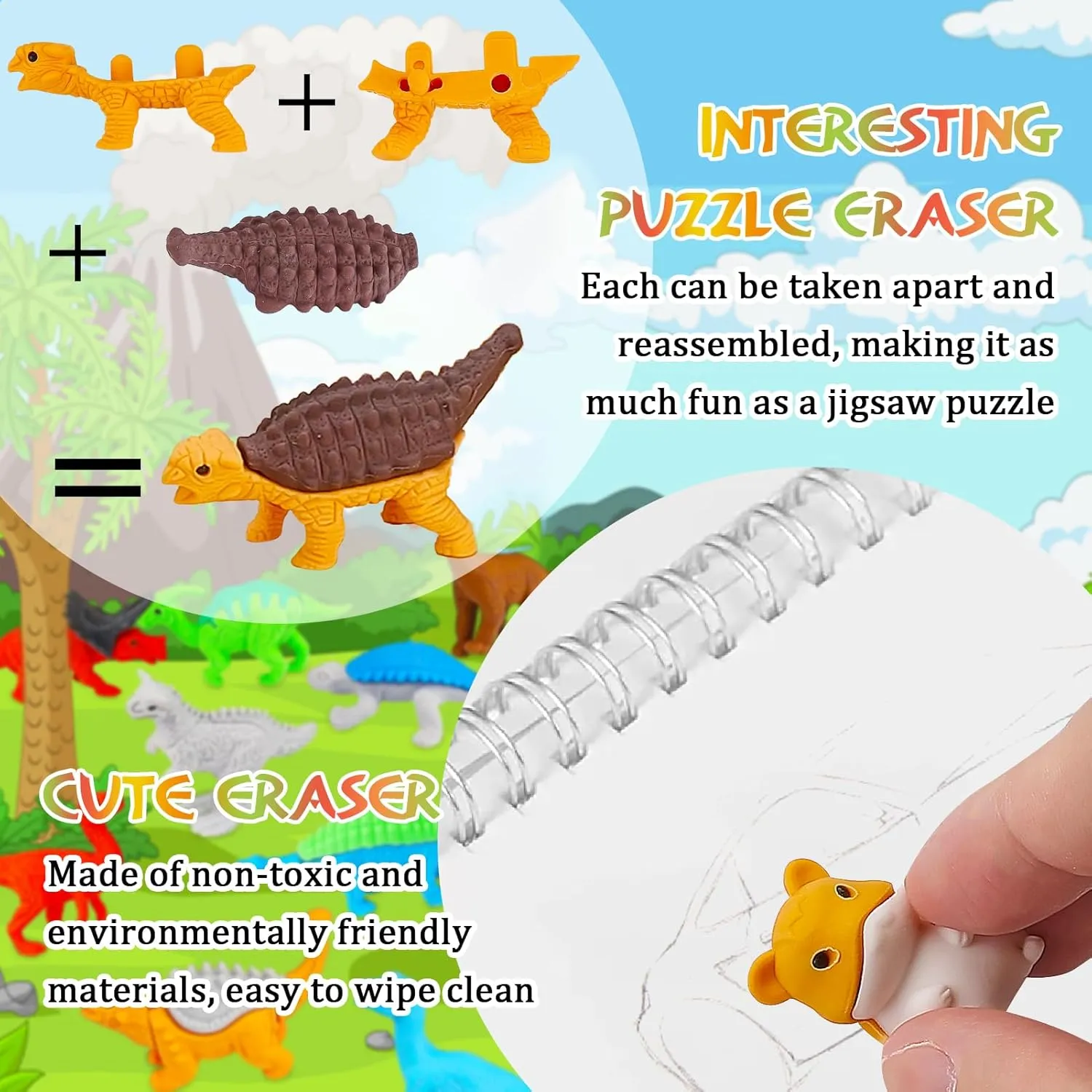 Animal Erasers Kids Desk Pets Pencil Erasers 3D Puzzle Bulk Mini Animal Food doubtful brusquely relative soilless Eraser Toys Fun Cute Eraser for Classroom Rewards$ Game Prizes$ Treasure Box$ Easter Egg Fillers 130Pcs 