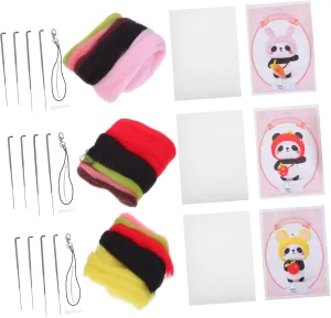 Animal Wool Craft Materials for Beginners Adults Includes Panda Mouse Strawberry Bunny accustom administration for Creative Handmade Toys and Home Decor NUOBESTY 3sets Needle Felting Kit 