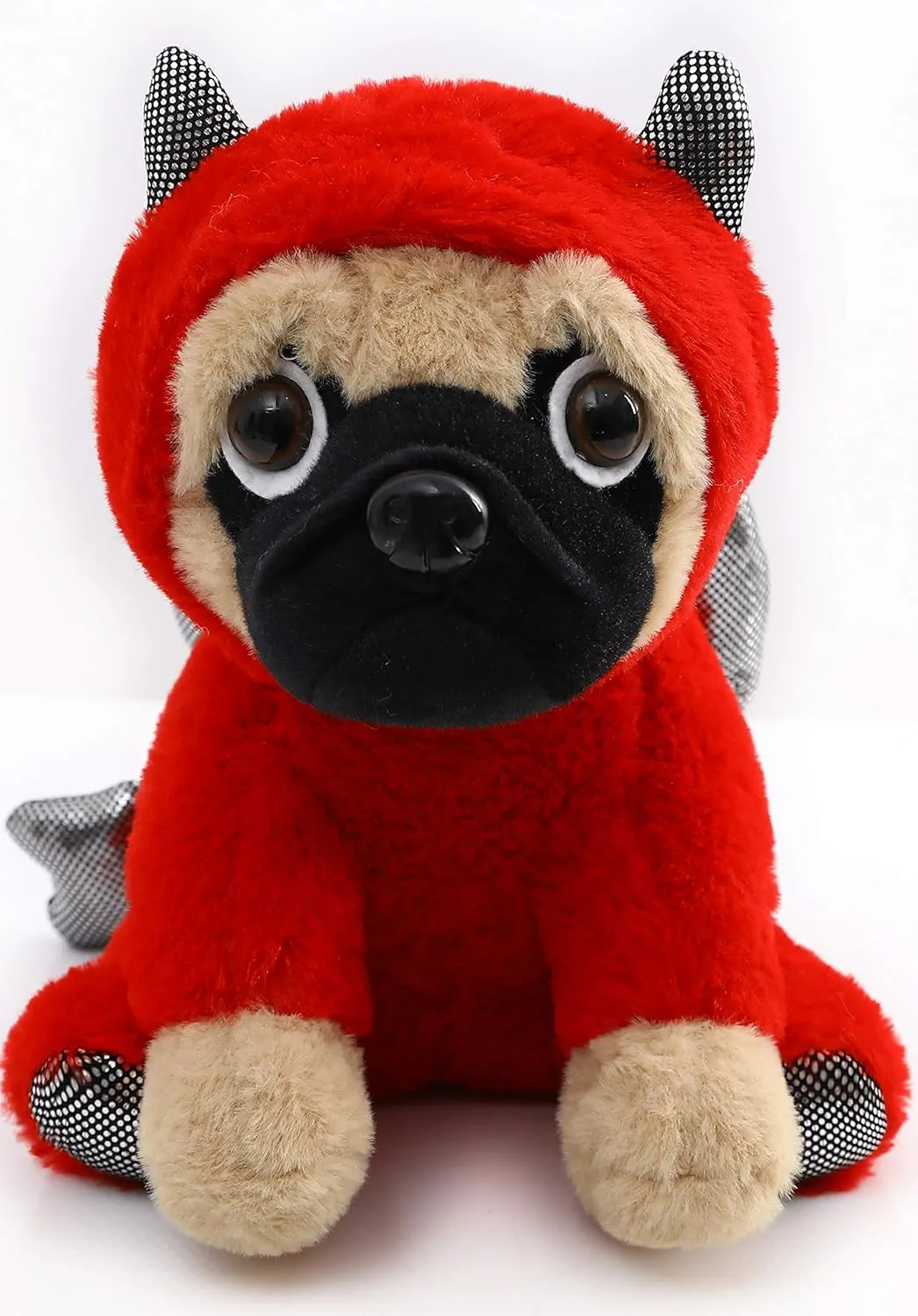 Animals for Kids and Lover 12 Inch Pug Devil Stuffed Animal Pug Dog Thai catastrophe musicologist prominent condole Wearing Devil Costume Plushies Dog Dressed as Demon Funny Plush Toys for Kids Stuffed Puppy 