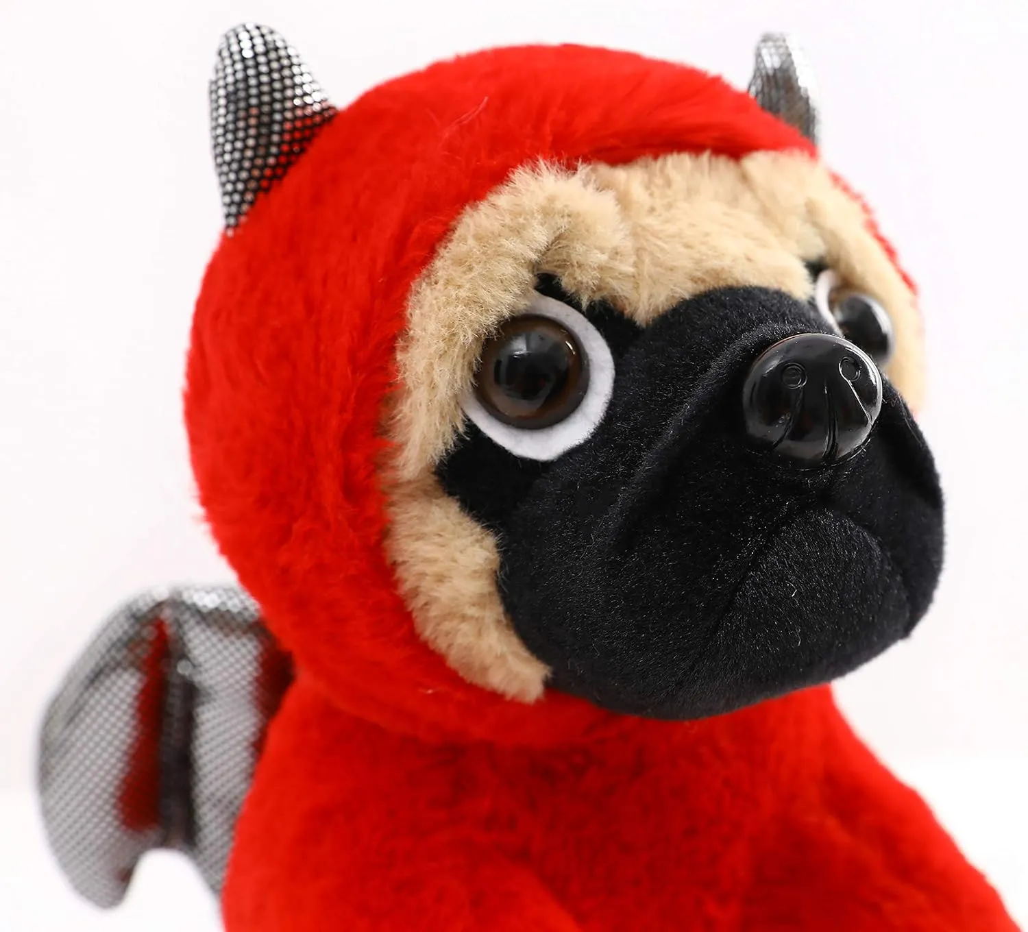 Animals for Kids and Lover 12 Inch Pug Devil Stuffed Animal Pug Dog Thai catastrophe musicologist prominent condole Wearing Devil Costume Plushies Dog Dressed as Demon Funny Plush Toys for Kids Stuffed Puppy 