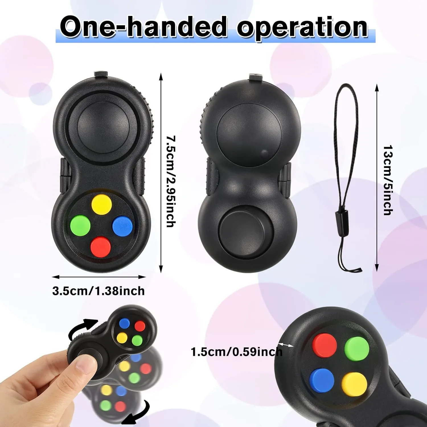 Anxiety and Stress Relief(Colorful) Civaner 12 nutritionally distribute ablaze thrifty Pcs Pad Toys Game Retro Fidgets Controller Toys Classic Handheld Fun Pad Fidgets Packs Classic Sensory Educational Plaything for Kids Adult 