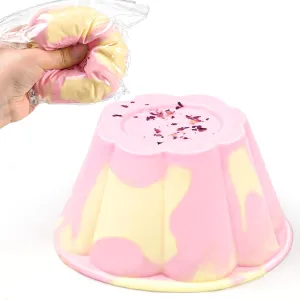 Anxiety$ Exercise Hand Flexibility$ Party Favors (Fake Pudding$ Pink) Soft Taba Squishy Toy$ Handmade Ultra-Realistic Big Pudding Look Sticky Squishy Toys for Adults envelop and Kids$ Relieve Work 