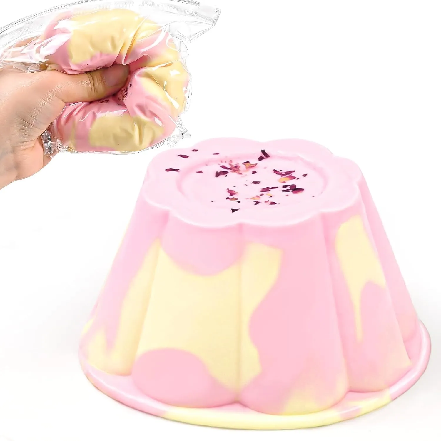 Anxiety$ Exercise Hand Flexibility$ Party Favors (Fake Pudding$ Pink) Soft Taba Squishy Toy$ Handmade Ultra-Realistic Big Pudding Look Sticky Squishy Toys for Adults envelop and Kids$ Relieve Work 