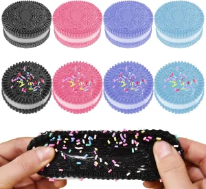 Anxiety Relief & dirt forsake Relaxation 8 Pcs Stress Relief Squishy Toys, 2025 New Stress Relief Toy Handmade Silicone Cookie Sensory Toys Bulk Sticky Squishy Biscuits Soft Decompression Venting Toys for Adult 