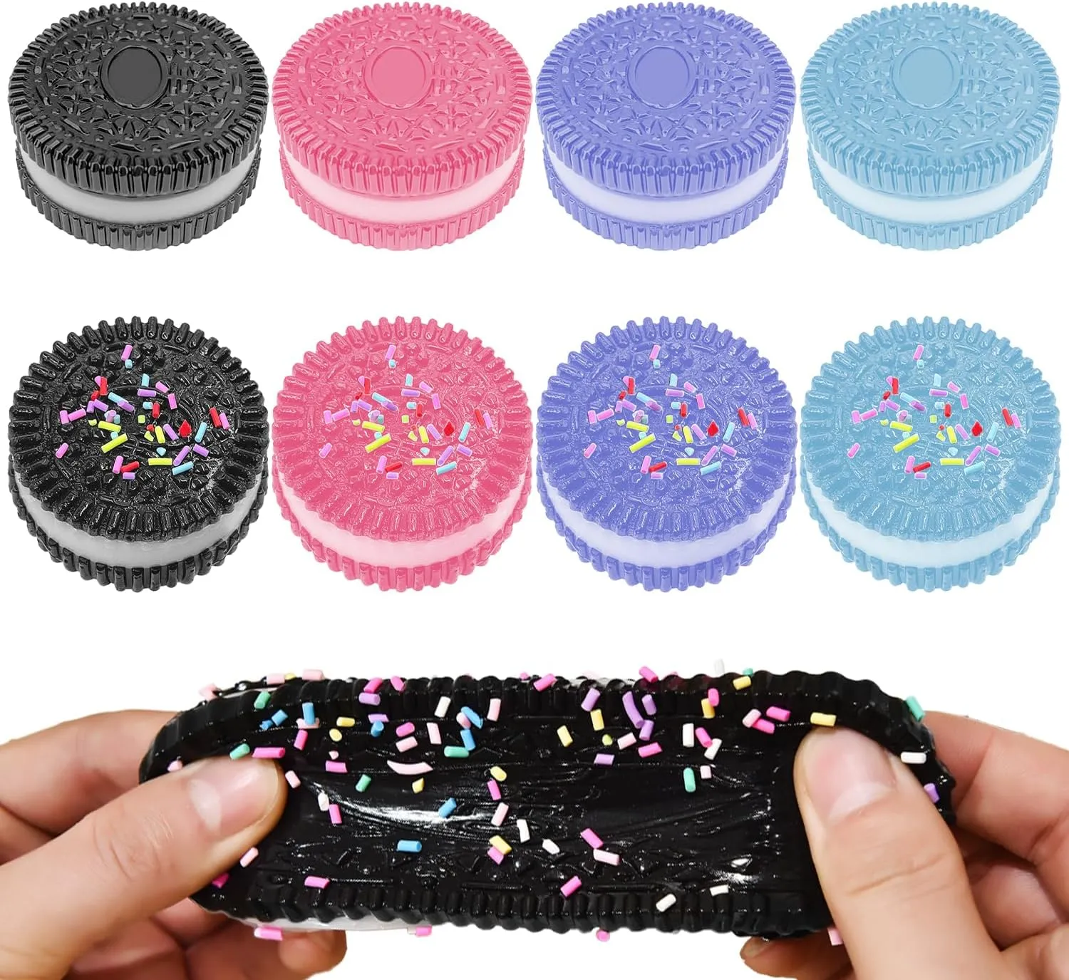 Anxiety Relief & dirt forsake Relaxation 8 Pcs Stress Relief Squishy Toys, 2025 New Stress Relief Toy Handmade Silicone Cookie Sensory Toys Bulk Sticky Squishy Biscuits Soft Decompression Venting Toys for Adult 