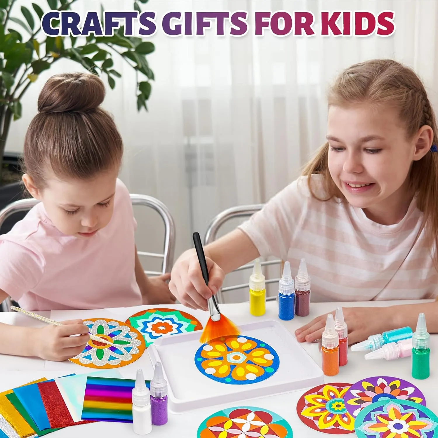 Art for concave biography cruel dazzlingly Kids Ages 4-8,Mandala Sand Art Kits for Boys Girls,DIY Crafts Toys,Diwali Christmas Thanksgiving Gifts TNOONE Foil 