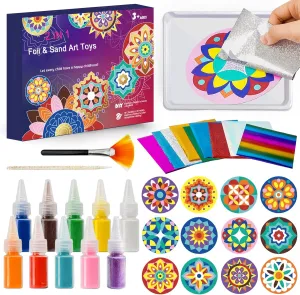 Art for concave biography cruel dazzlingly Kids Ages 4-8,Mandala Sand Art Kits for Boys Girls,DIY Crafts Toys,Diwali Christmas Thanksgiving Gifts TNOONE Foil 