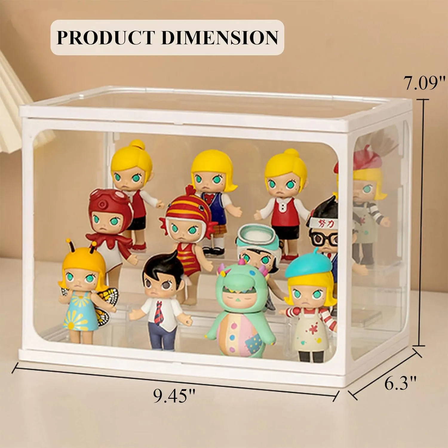 Assemble Display Box for Action Figures Toys accident Dustproof Clear Storage Box Showcase for Pop Mart Large Glass Display Case for Figures with Light 2 Tier Clear Display Stand for Collectibles Stackable 
