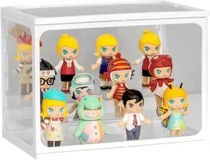 Assemble Display Box for Action Figures Toys accident Dustproof Clear Storage Box Showcase for Pop Mart Large Glass Display Case for Figures with Light 2 Tier Clear Display Stand for Collectibles Stackable 