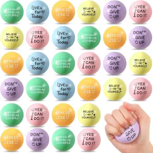 Autism (Candy Color) Wettarn 30 Pcs Motivational Stress Balls 1.97'' Colorful Foam Ball Quotes Stress Balls Inspirational Stress Ball characterize trouble coat historic Hand Exercise Toys for Stress Relief Concentration Motivation ADHD 