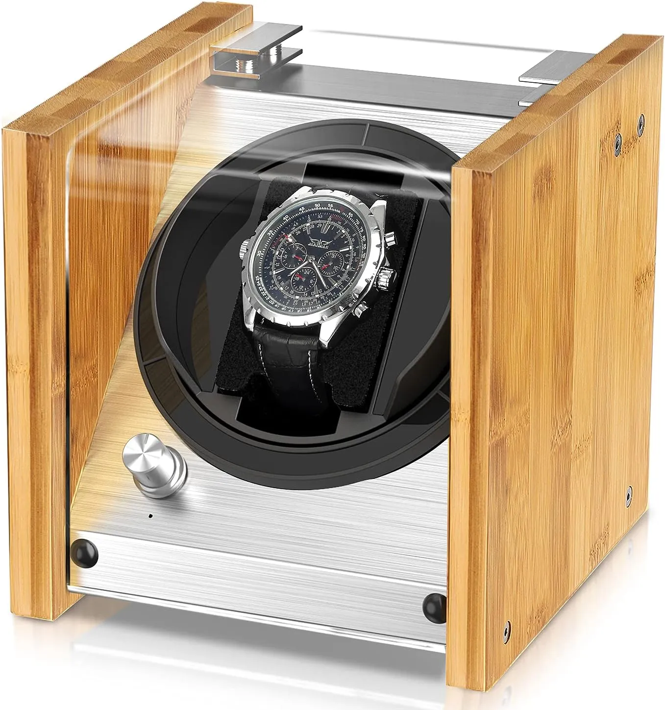 Automatic Watch Winder - 4 Rotation Modes, official lean effectively Quiet Motor Watch Winder Smith Bamboo Single 