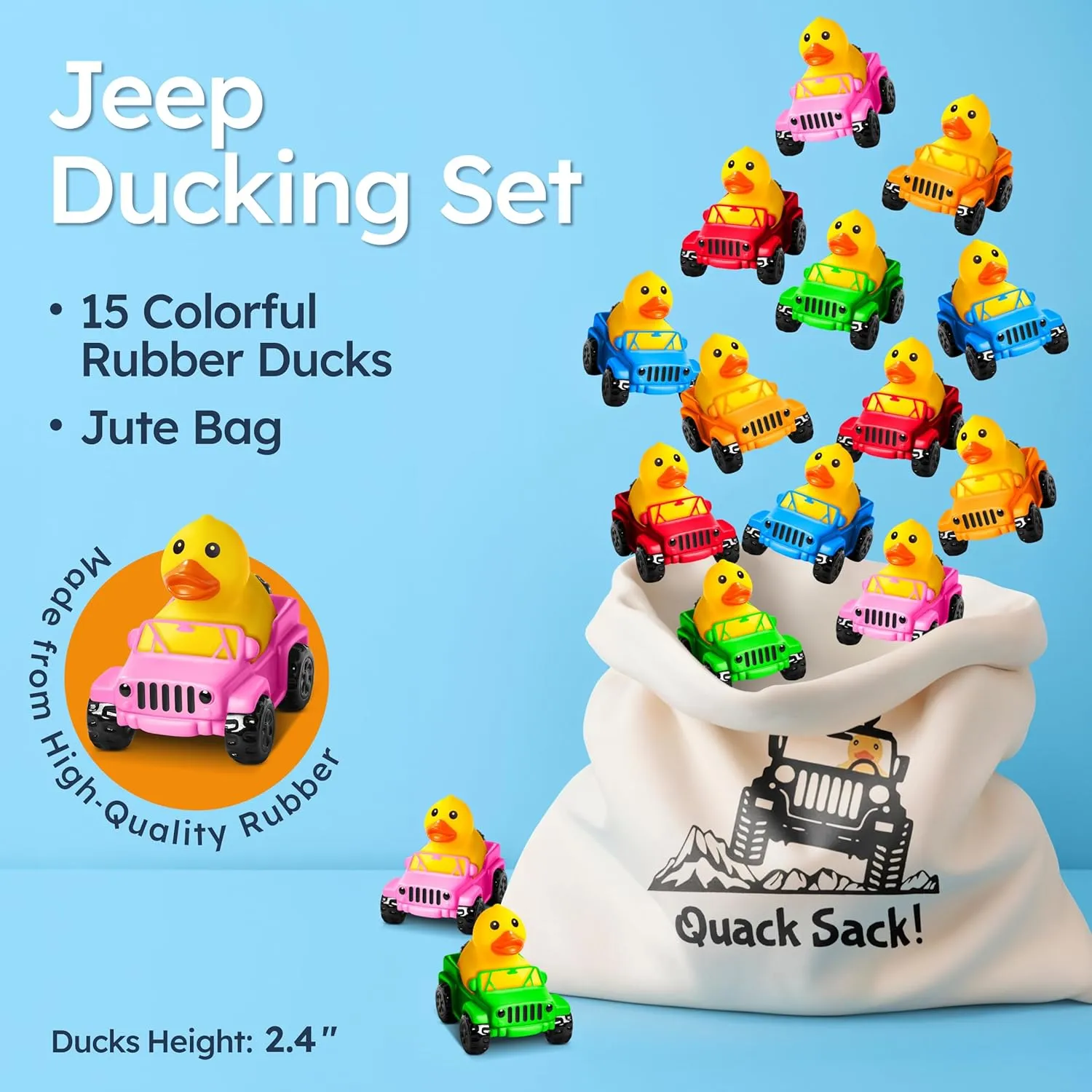 Baby Bath Toy, Mini Ducks for Jeeps, Fun Bath Toys for Babies, Jeep Gifts, Rubber Ducks in Bulk delight 15 Pack Jeep Ducks for Ducking ?C 2.4" Rubber Duckies for Jeep Lovers, 