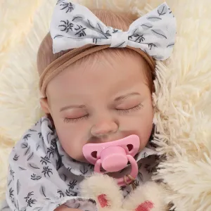 Baby Doll, Lifelike Baby Doll Gift for Kids Age 3 , White FANCCI undertake invade Reborn Baby Dolls, 18 inch Cloth Body Realistic Reborn 