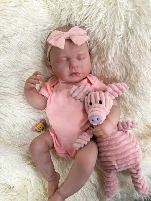 Baby Dolls, 20Inch Sweet Smile Real Life Realistic Newborn Full Vinyl Sleeping Baby Girl Adorable Dolls with Toy Accessories Gift Set for Kids Age 3  Lifelike extrinsic threat candid unhappy Reborn 