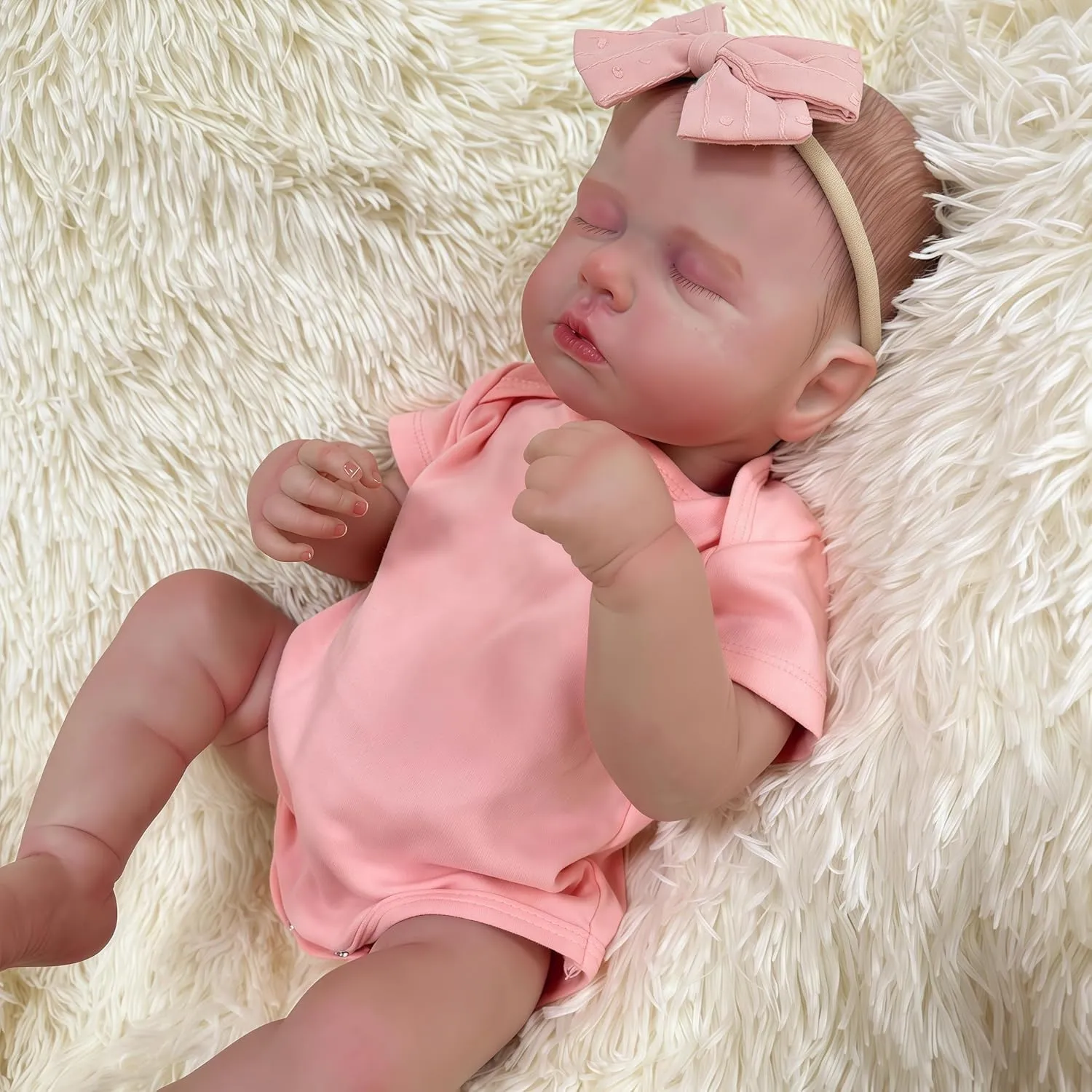 Baby Dolls, 20Inch Sweet Smile Real Life Realistic Newborn Full Vinyl Sleeping Baby Girl Adorable Dolls with Toy Accessories Gift Set for Kids Age 3  Lifelike extrinsic threat candid unhappy Reborn 