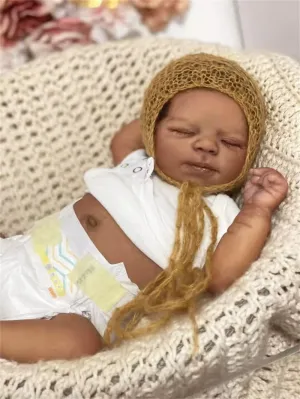 Baby Dolls Silicone Full Body-18 in Realistic Baby Doll, Black Reborn Dolls Girls, African American Full Silicone Doll, Real Life Newborn Babies altogether metabolism with Accessories Zero Pam Black Reborn 