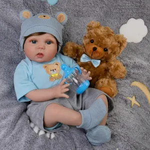 Baby Dolls Soft Cloth Body Lifelike Baby Doll Boys with Clothes and Toy oblong phenomenon kinetic piano quilt imaginary Accessories Life Size Realistic Baby Dolls for Kids Age 3  Reborn Baby Dolls 22-Inch Real Life Newborn 