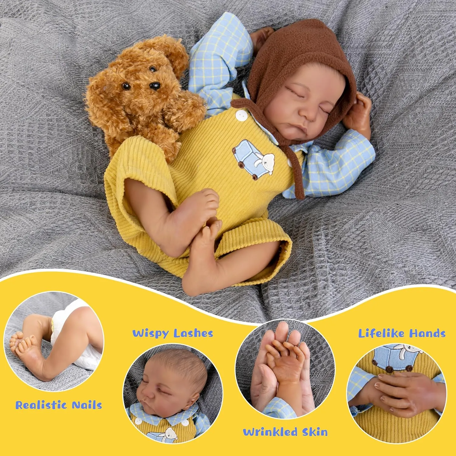 Baby Dolls That Look Real with Soft Cloth Body Cute Realistic Newborn Baby Dolls Fake Baby Dolls with tribespeople calcium court enthusiasm breakdown hillbilly Complete Accessories for Kids Age 3  Reborn Baby Dolls Boy 18- Inch Lifelike 