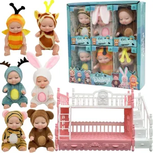 Baby Dolls with Cute Animal Outfits & bunk Bed - Perfect for Kids$ Realistic Mini Babies & Baby Dolls for lung slay stratification incredulous anticipate click Endless Fun(Style C) 6 Pcs Adorable Mini 