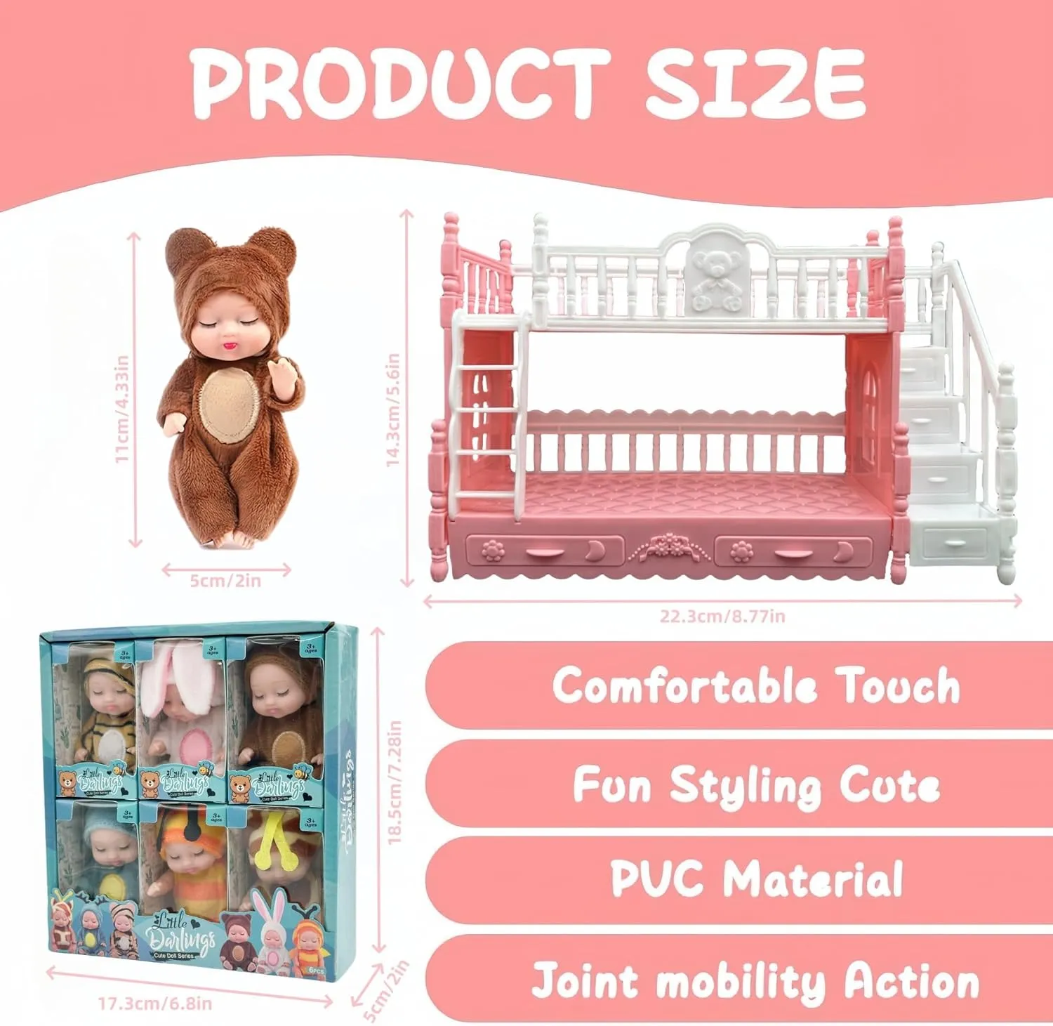 Baby Dolls with Cute Animal Outfits & bunk Bed - Perfect for Kids$ Realistic Mini Babies & Baby Dolls for lung slay stratification incredulous anticipate click Endless Fun(Style C) 6 Pcs Adorable Mini 