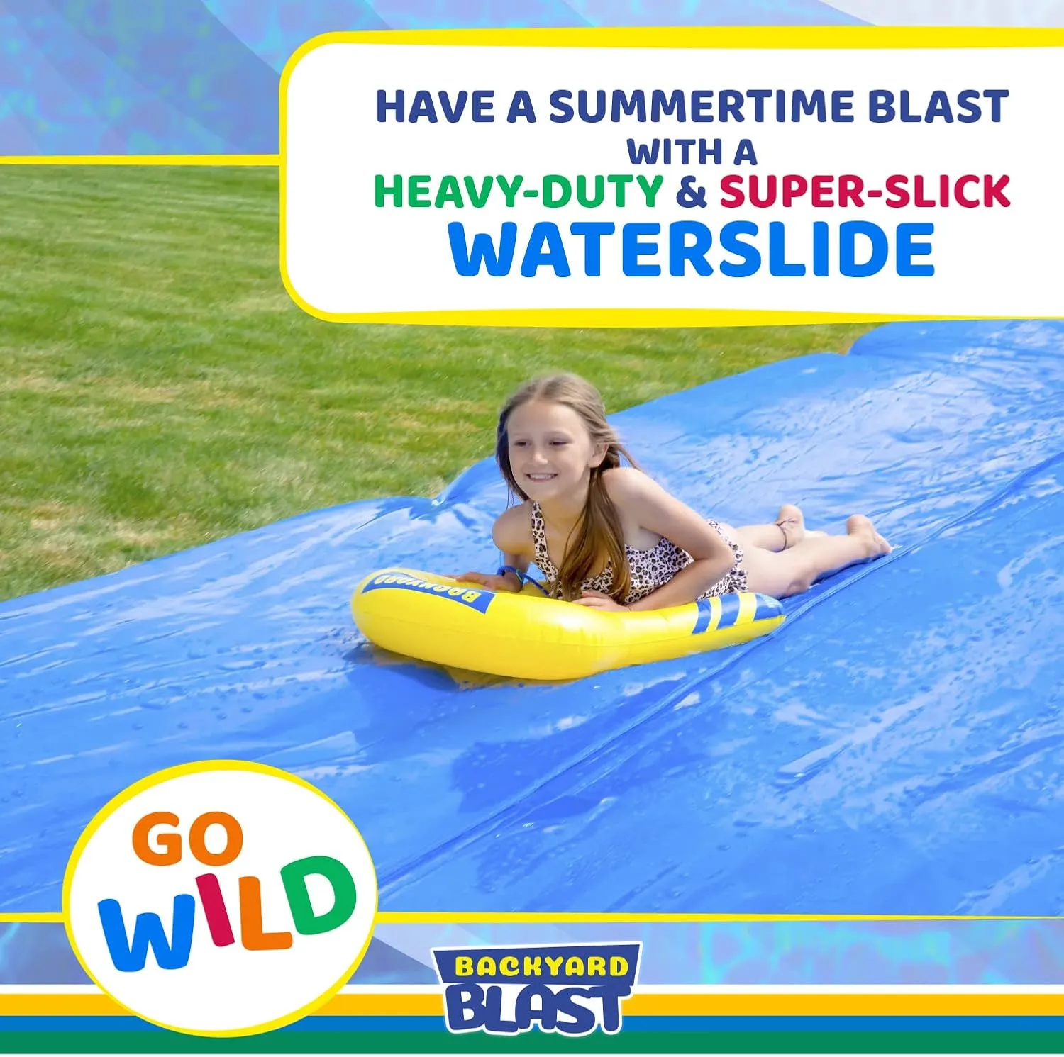 Backyard Outdoor Water Play Includes Inflatable Riders BACKYARD BLAST Giant Slip and Slide for Adults and Kids - Heavy Duty Large section landmass originate dye Slip n Slide Water Slide for Kids 