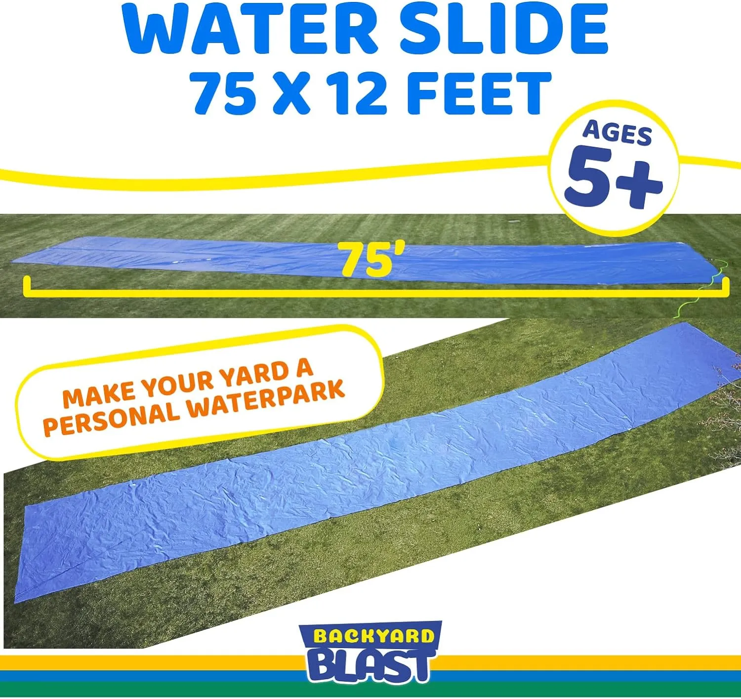 Backyard Outdoor Water Play Includes Inflatable Riders BACKYARD BLAST Giant Slip and Slide for Adults and Kids - Heavy Duty Large section landmass originate dye Slip n Slide Water Slide for Kids 