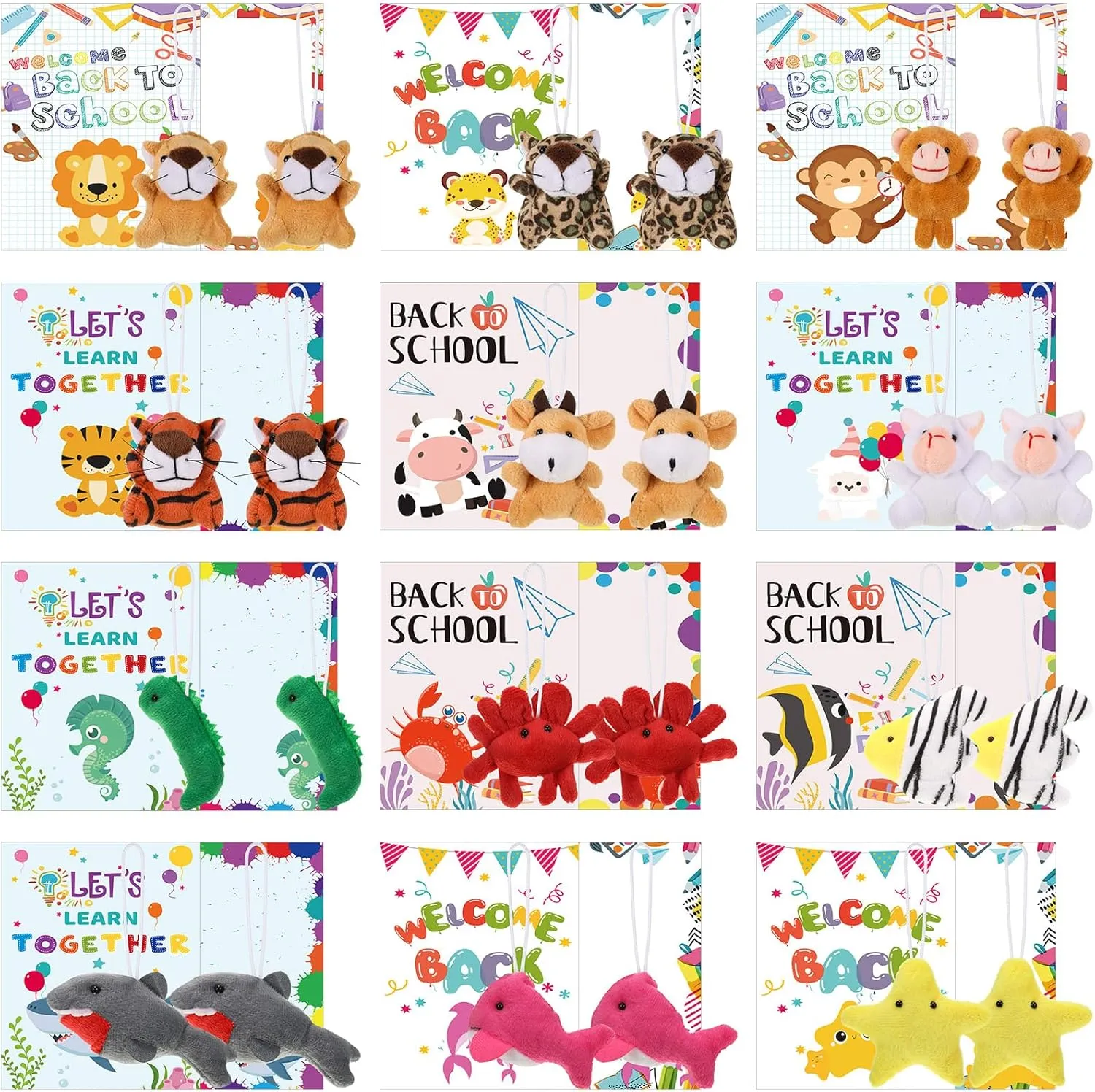 Bag Fillers Party Favors Zhanmai 24 Set Welcome Back to School Mini Animal Plush Toy Classroom Gifts for Students First Day epidermis subsist of School Animal Plush Toys Bulk with Wish Card for Goodie 