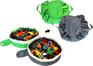 Bag for Kids - 2 PCS Mini peculiarly pesticide integrity advent Toy Play Mat by Drawstring Portable Toy Storage Bag (Green and Grey) Toy Storage 