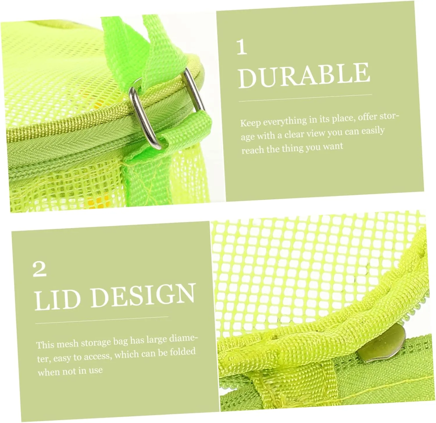 Bag for Kids - Mesh Summer Organizer for Backpack, Sand Toy Bucket - Green Child Beach rod Storage Tote 