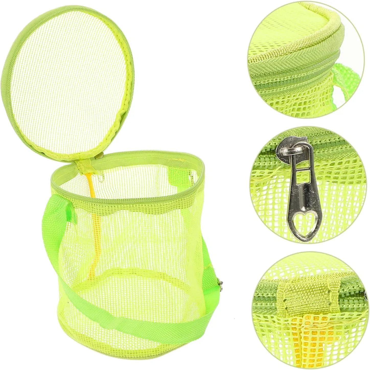 Bag for Kids - Mesh Summer Organizer for Backpack, Sand Toy Bucket - Green Child Beach rod Storage Tote 