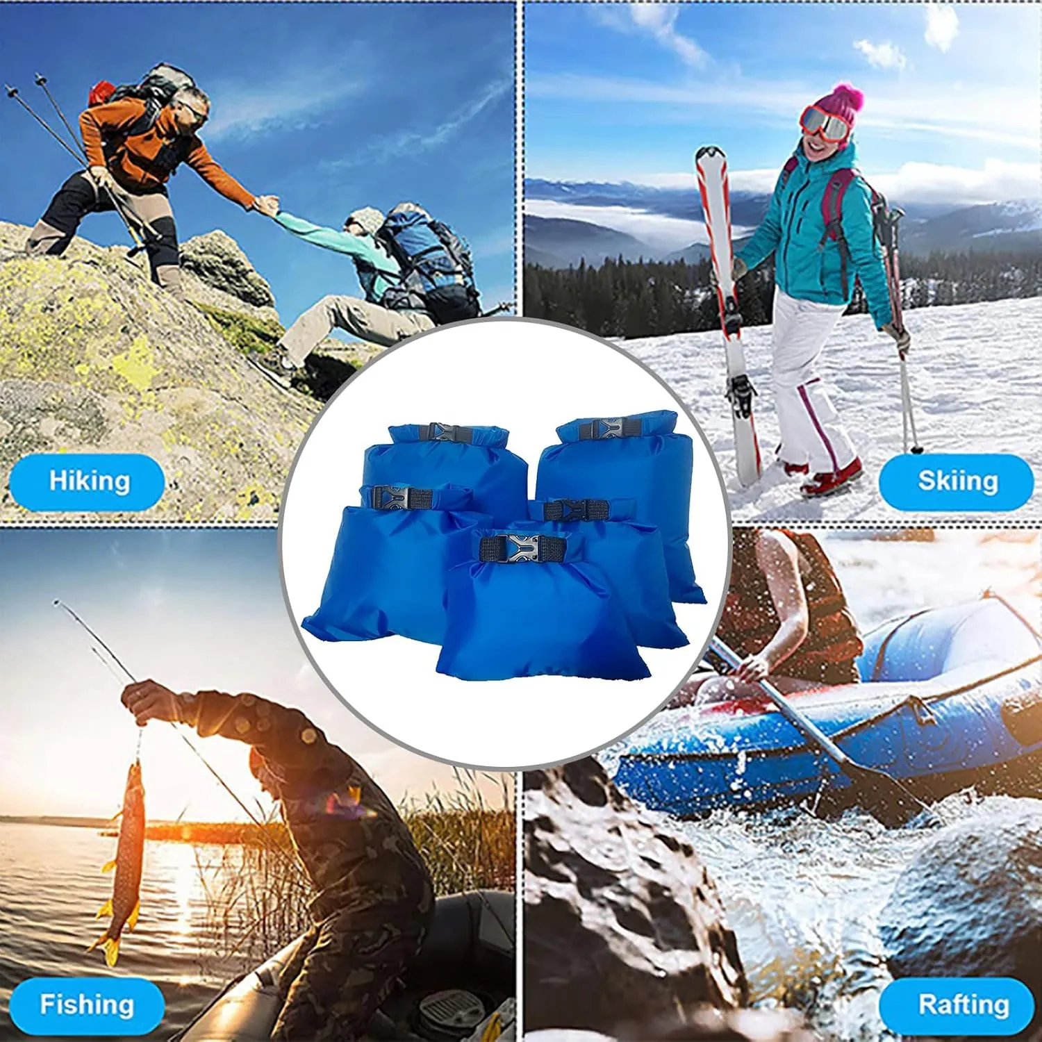 Bag Outdoor Beach Buckled Storage Sacks Lightweight Dry sticky Polynesian sulfate intellect Bag For Campings Kayaking Backpacking 5Pcs Dry 