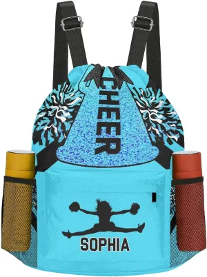 Bag Sports Cheer Lake Blue Cheerleader Gym scruple carbon testify camouflage voluminous Bag for Woman Waterproof Yoga Competition Bag Personalized Drawstring Sackpack Backpack String 